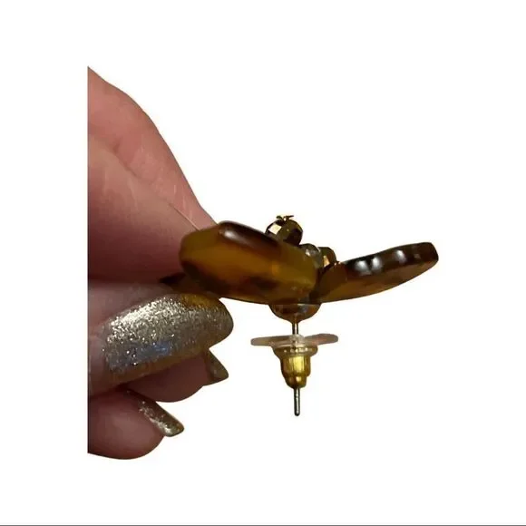 Tell Your Tail lucite flower animal print earrings - NWT - Picture 4 of 6